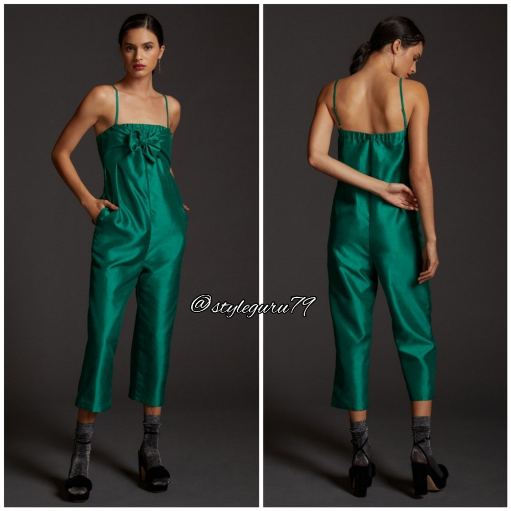 NWT, Anthropologie, Hutch Bow Front Jumpsuit in Green
